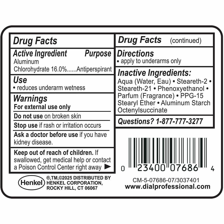 Image of Dial Professional 07686 Scented Antiperspirant/Deodorant RollOn, Clear, White, 1 Each