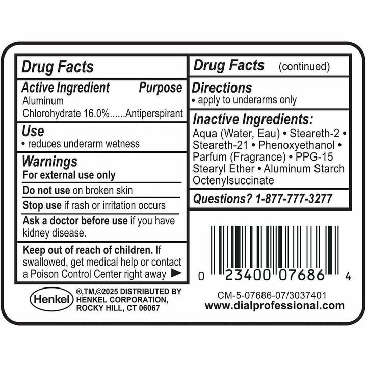 Image of Dial Professional 07686 Scented Antiperspirant/Deodorant RollOn, Clear, White, 1 Each