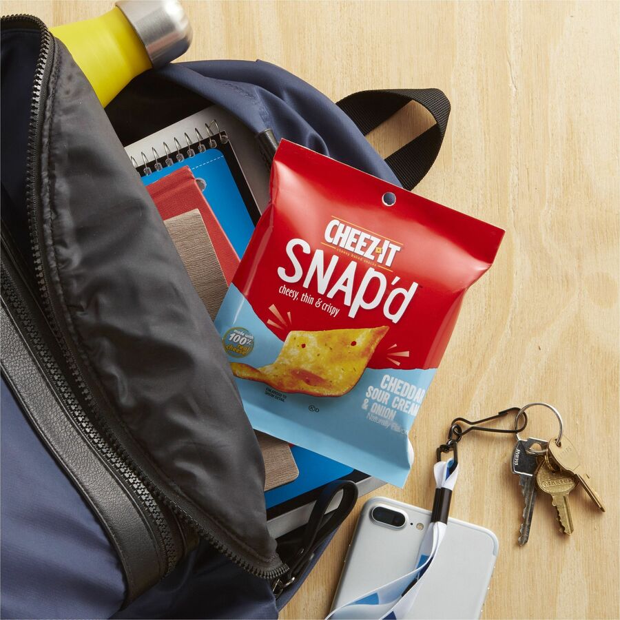 Image of Sunshine® Cheez-It Snap'd Crackers, Cheddar Sour Cream And Onion, 2.2 Oz Pouch, 6/pack