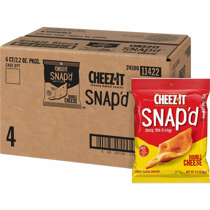 Image of Sunshine® Cheez-It Snap'd Crackers, Double Cheese, 2.2 Oz Pouch, 6/pack