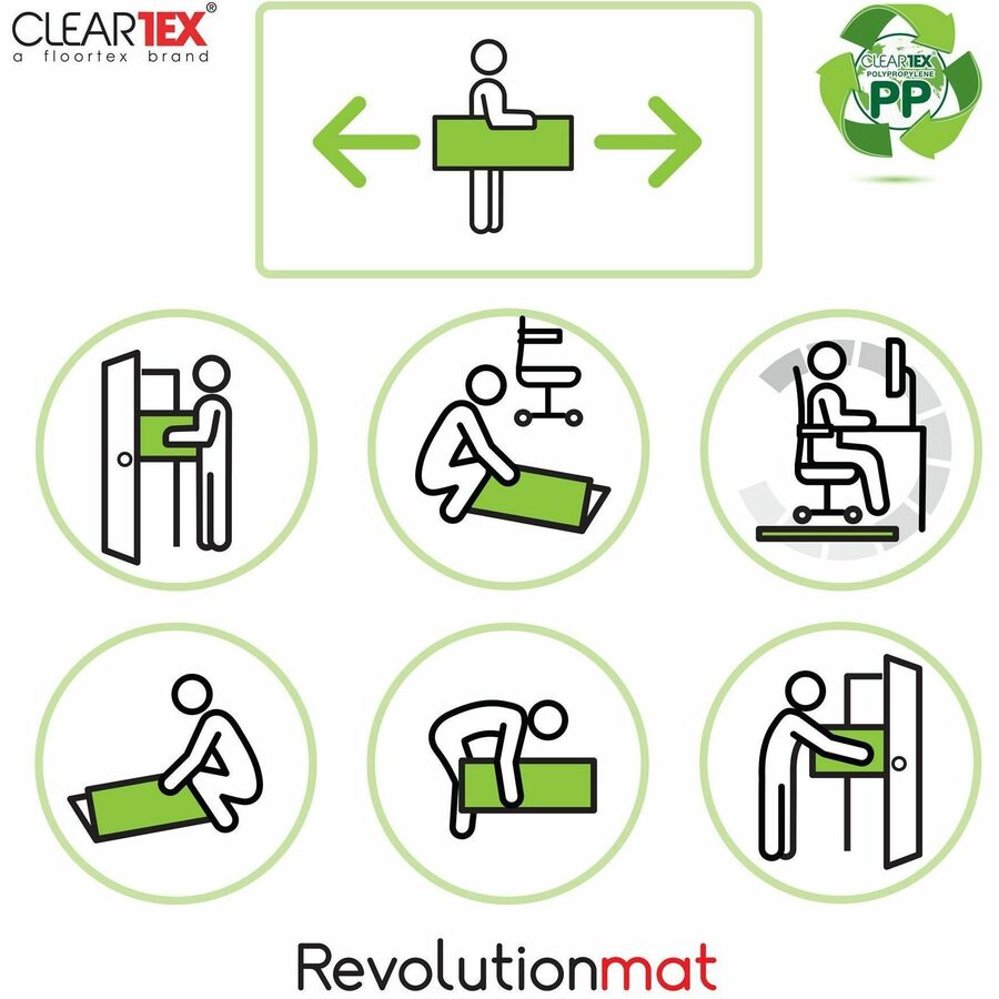Image of Floortex® Cleartex Polypropylene Anti-Slip Foldable Chair Mat for Hard Floors, 35" w x 46" l, Translucent
