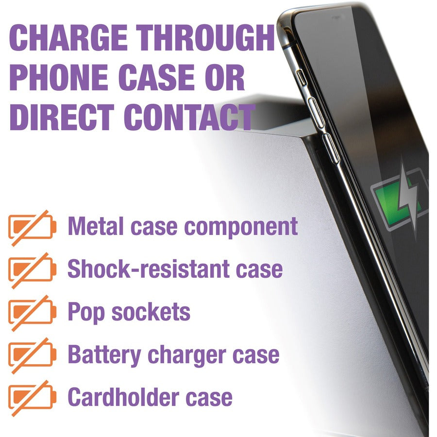 Image of Victor® Phone Charger, w/Pencil Cup, Wireless, 4.6"x5.4"x3.7", BK