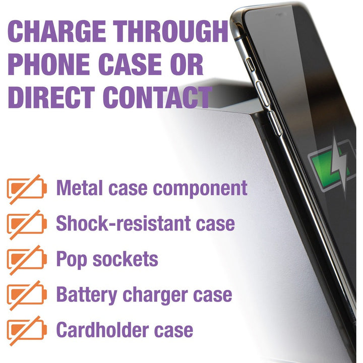 Image of Victor® Phone Charger, w/Pencil Cup, Wireless, 4.6"x5.4"x3.7", BK