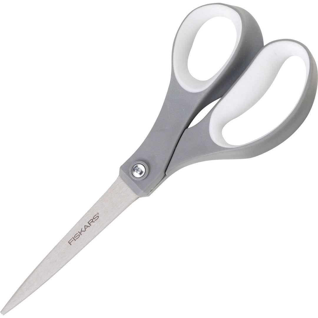 Image of Fiskars® Contoured Performance Scissors, 8" Long, 3.13" Cut Length, Straight Gray Softgrip Handle