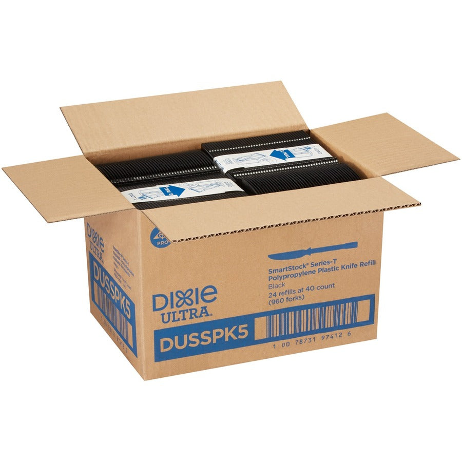 Image of SmartStock DUSSPK5 Knife, Knife, 40 x Knife, Disposable, Black, 24 / Carton