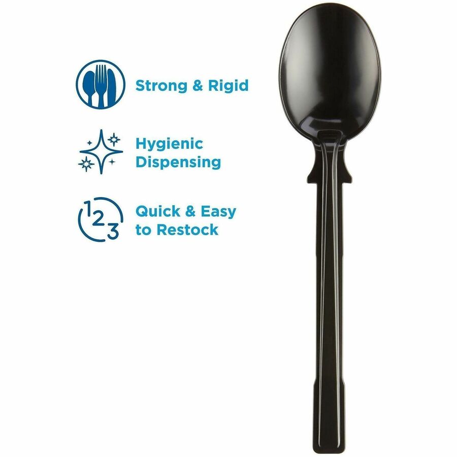 Image of SmartStock DUSSS5 Spoon, Soup Spoon, 40 x Soup Spoon, Disposable, Black, 24 / Carton