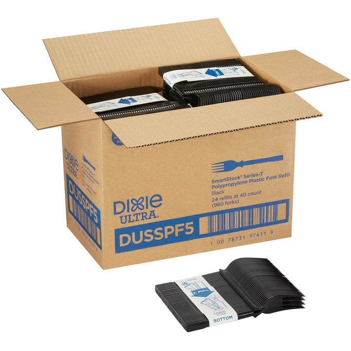 Image of SmartStock DUSSPF5 Fork, Fork, 40 x Fork, Disposable, Black, 24 / Carton