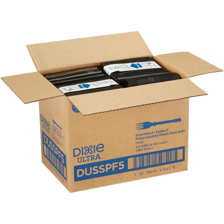 Image of SmartStock DUSSPF5 Fork, Fork, 40 x Fork, Disposable, Black, 24 / Carton