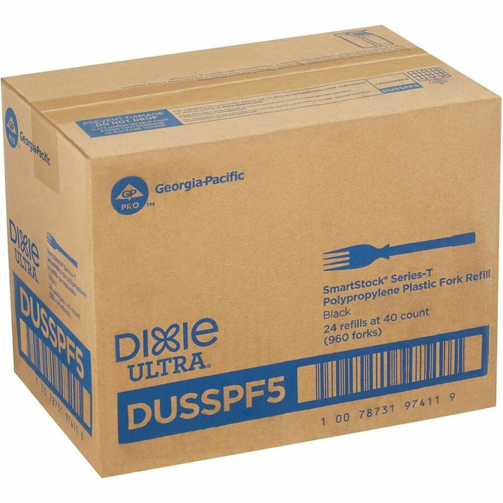 Image of SmartStock DUSSPF5 Fork, Fork, 40 x Fork, Disposable, Black, 24 / Carton