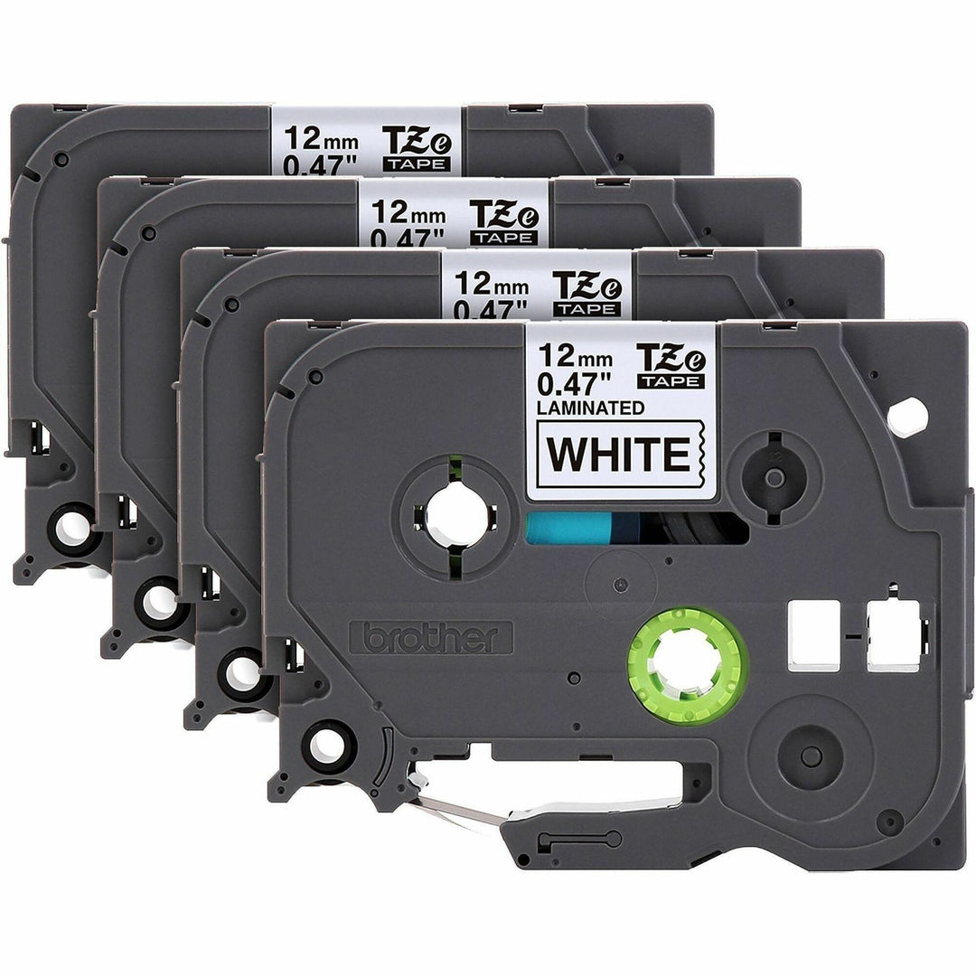 Image of Brother TZE2314PKB P-touch TZe Label Tape, Rectangle, Black on White, Plastic, Water Resistant, Laminated, 4 / Pack