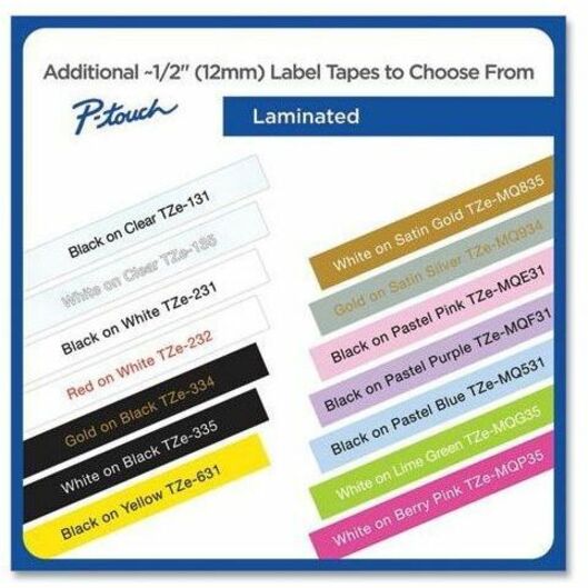 Image of Brother TZE2314PKB P-touch TZe Label Tape, Rectangle, Black on White, Plastic, Water Resistant, Laminated, 4 / Pack