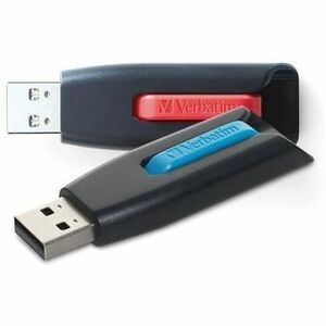 Image of Verbatim® Flash Drive, USB 3.0, V3, Store 'n' Go, 64GB,2/PK,RD/BE