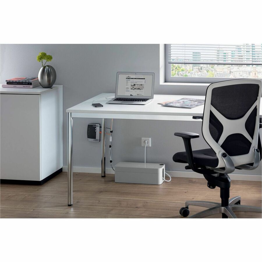Image of Durable® CAVOLINE Cable Management Box, 16" w x 6.1" d x 5.5" h, Large, Gray