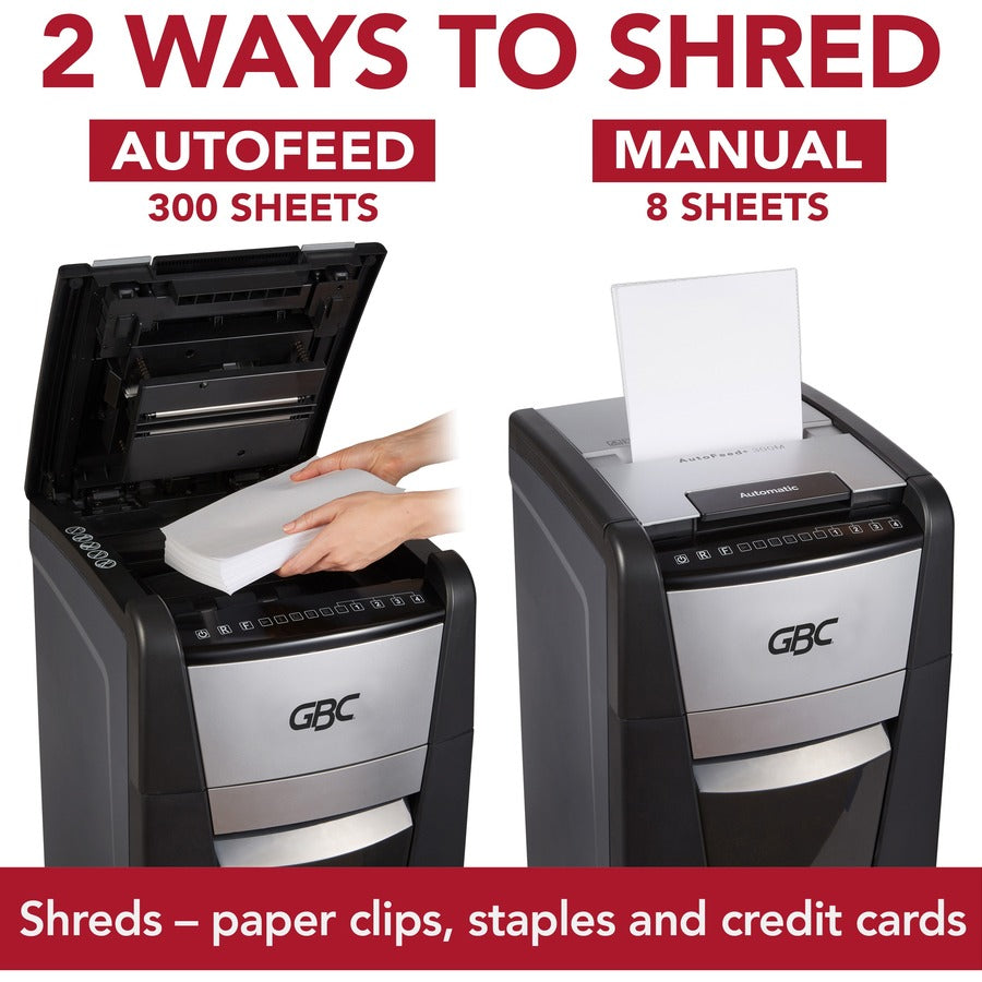 Image of GBC® Autofeed+ 300M Micro-Cut Office Shredder, 300 Auto/8 Manual Sheet Capacity