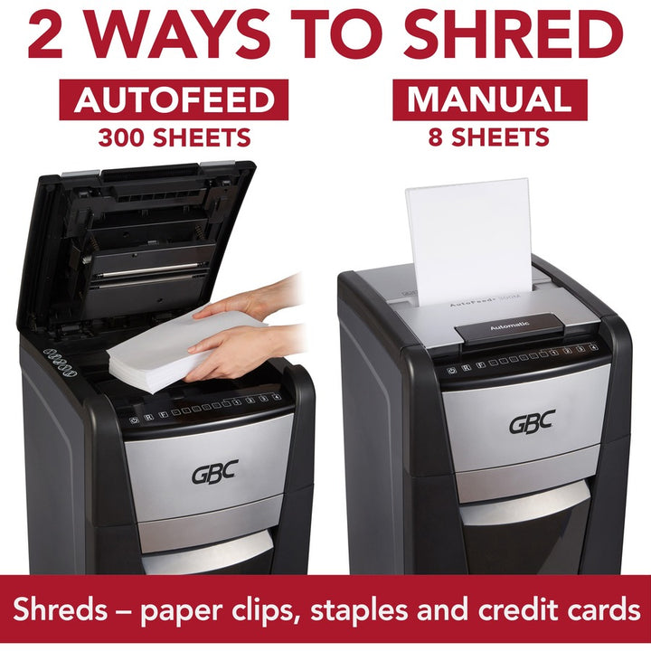 Image of GBC® Autofeed+ 300M Micro-Cut Office Shredder, 300 Auto/8 Manual Sheet Capacity