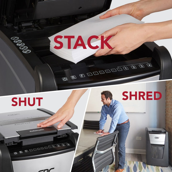 Image of GBC® Autofeed+ 300M Micro-Cut Office Shredder, 300 Auto/8 Manual Sheet Capacity