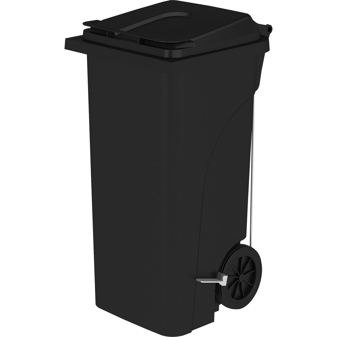 Image of Safco® Trash Receptacle,Step-On,Plastic,w/Handles,32 Gal,Black