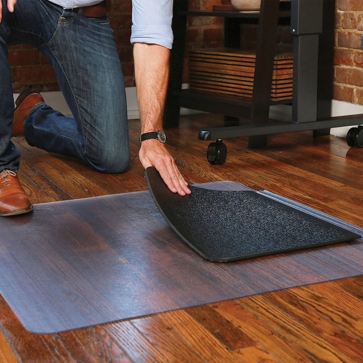 Image of ES Robbins® Sit Or Stand Mat For Carpet Or Hard Floors, 36 X 53 With Lip, Clear/black