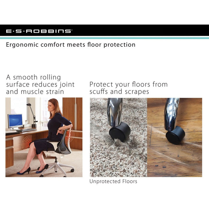 Image of ES Robbins® Sit Or Stand Mat For Carpet Or Hard Floors, 36 X 53 With Lip, Clear/black