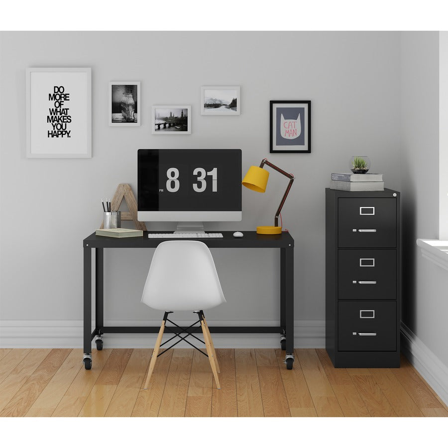 Image of Lorell Vertical File, 22" Deep, 3-Dwr, Letter, 15"x22"x40.2", BK