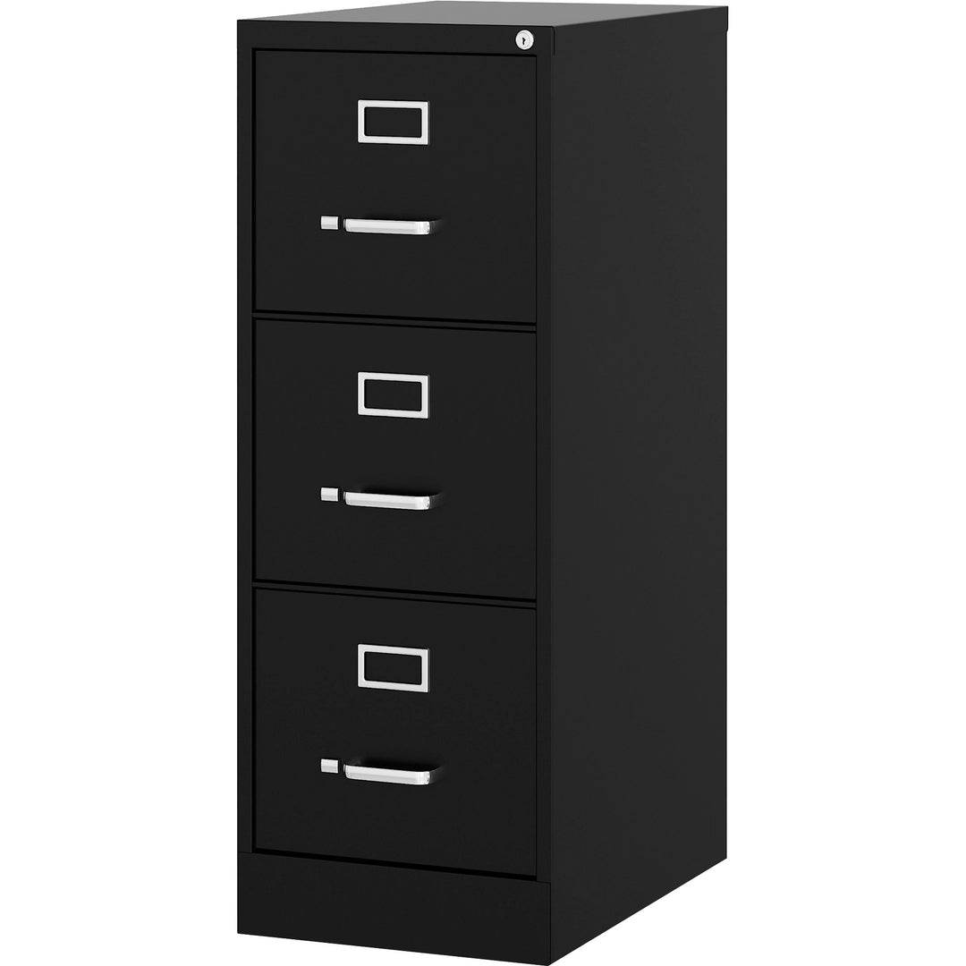 Image of Lorell Vertical File, 22" Deep, 3-Dwr, Letter, 15"x22"x40.2", BK