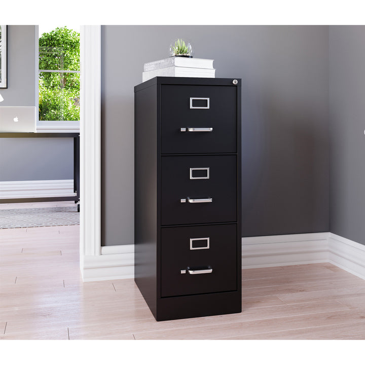 Image of Lorell Vertical File, 22" Deep, 3-Dwr, Letter, 15"x22"x40.2", BK