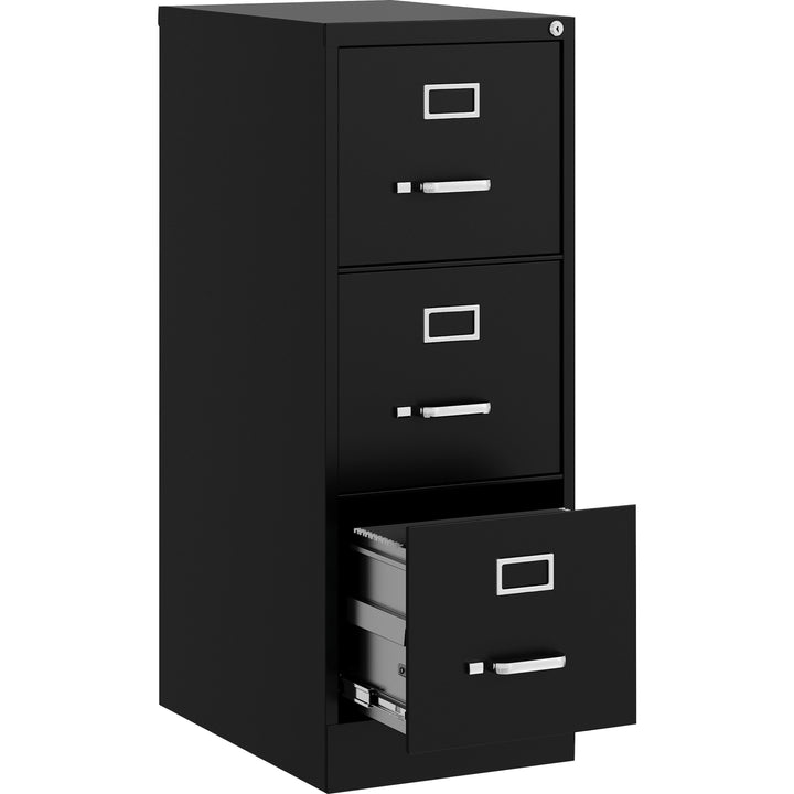 Image of Lorell Vertical File, 22" Deep, 3-Dwr, Letter, 15"x22"x40.2", BK