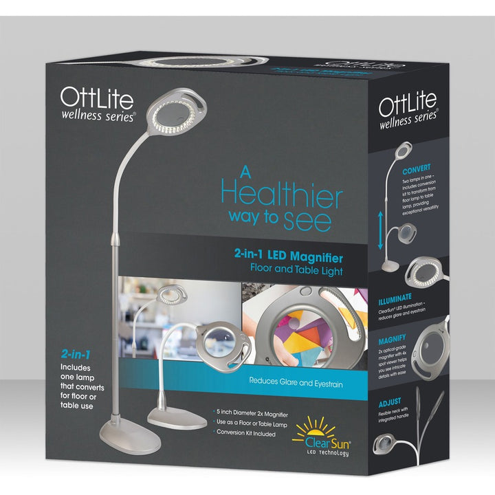 Image of OttLite® Lamp,Floor/Table,LED,240 Lumens,w/Mag,39-1/2"-54-3/4"H,SR