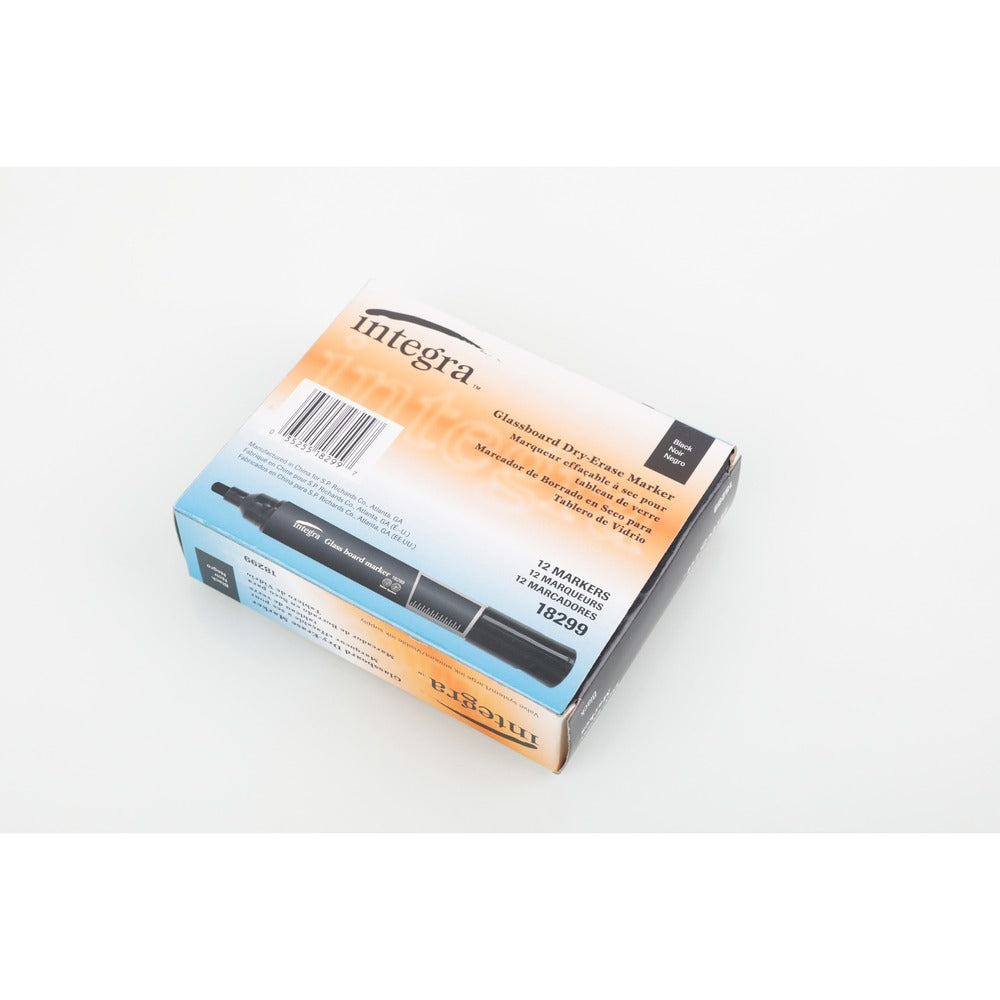 Image of Integra Marker, Dry-Erase, Glassboard, 12/BX, Black