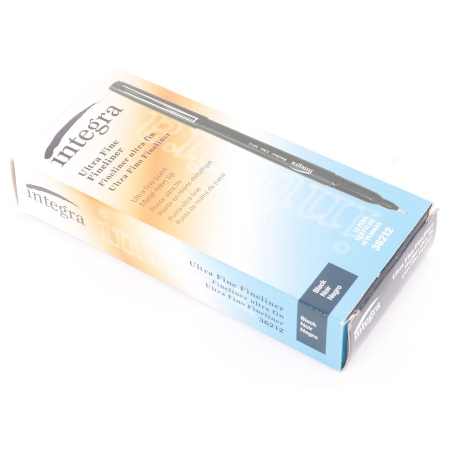 Image of Integra 36212 Fineliner Ultra Fine Permanent Markers, Black Ink, 12 / Pack