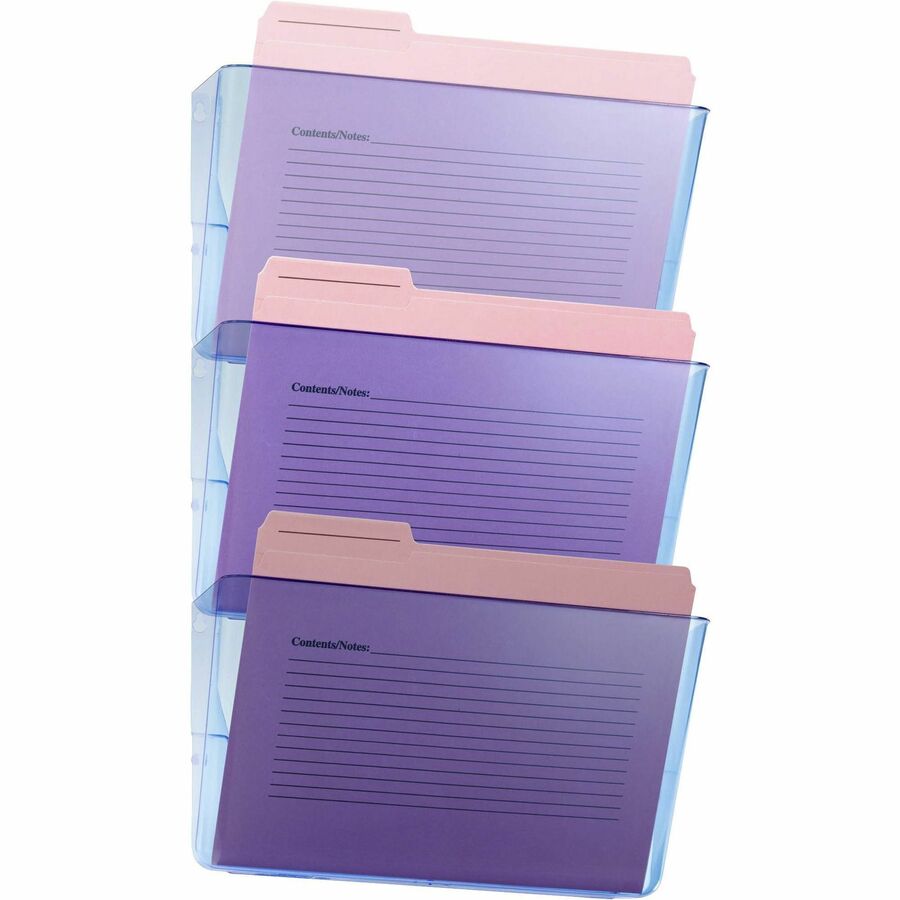 Image of Officemate Wall File,Letter,13"Wx4-1/10"Dx15"H,3/PK,Transparent Blue