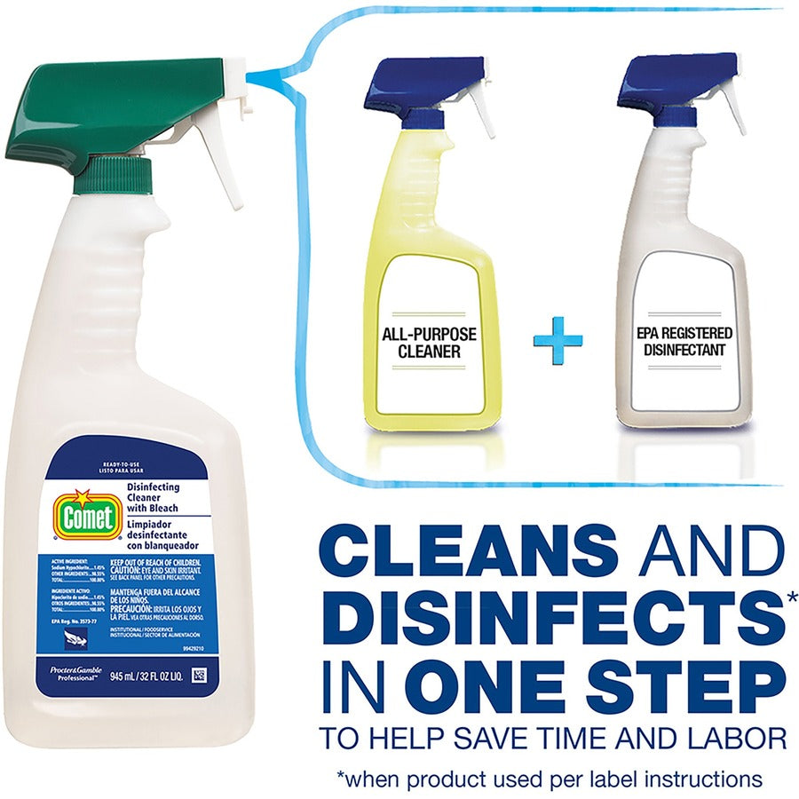 Image of Comet 75350 Disinfecting Cleaner Spray, Ready-To-Use, 32 fl oz (1 quart), Fresh Scent, Heavy Duty, Non-abrasive, Multi Spray Bottle, 1 Bottle