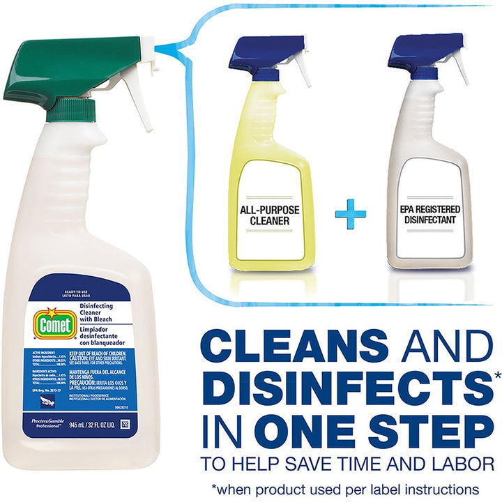 Image of Comet 75350 Disinfecting Cleaner Spray, Ready-To-Use, 32 fl oz (1 quart), Fresh Scent, Heavy Duty, Non-abrasive, Multi Spray Bottle, 1 Bottle