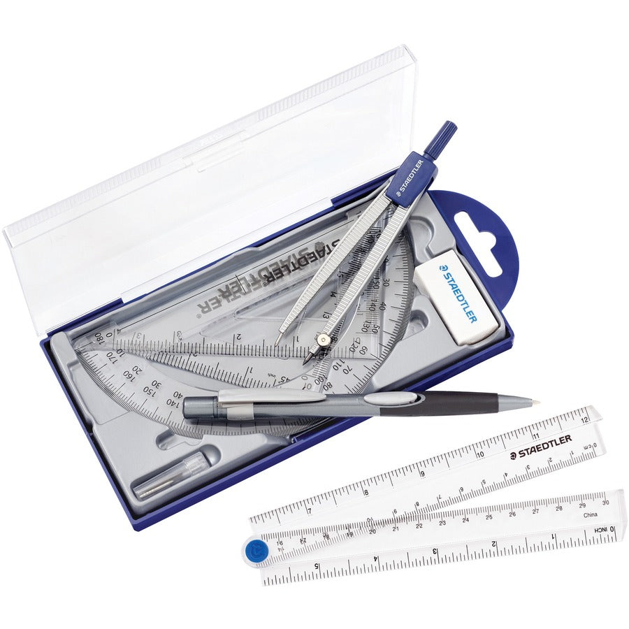 Image of Staedtler® Math Set, 9 Pcs, Blue/Silver