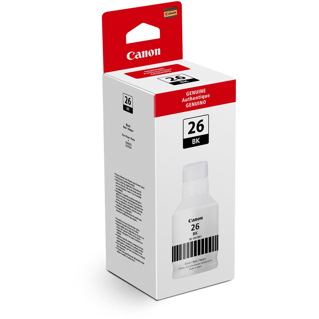 Image of Canon GI-26 Pigment Color Ink Bottle, Inkjet, Black, 6000 Pages, 132 mL, High Yield, 1 Each
