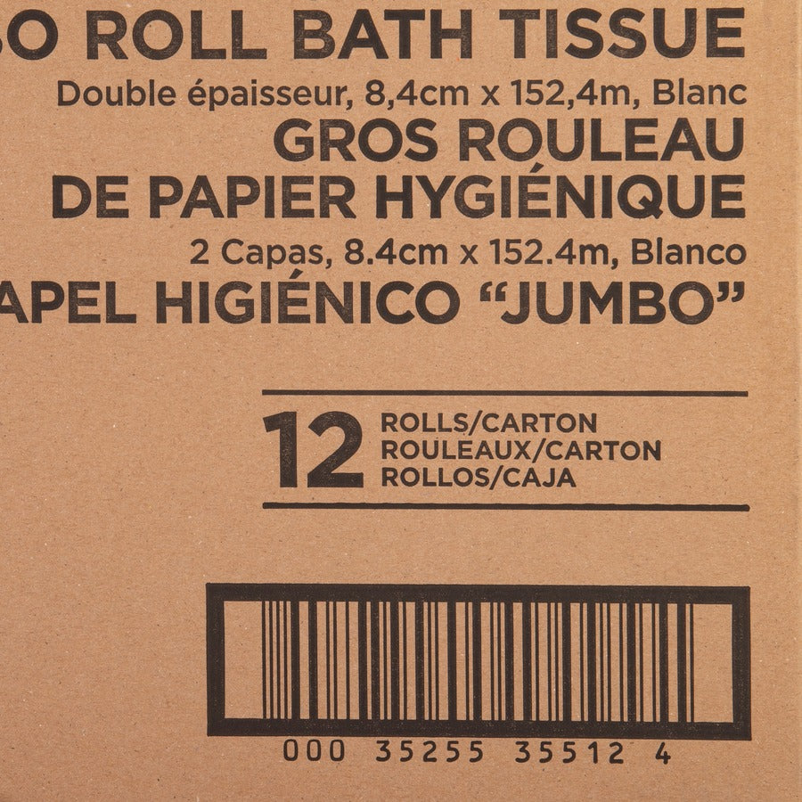 Image of Genuine Joe Bath Tissue Roll,Jumbo,2-Ply,3.3"x500',8.88"Dia,12/CT, WE