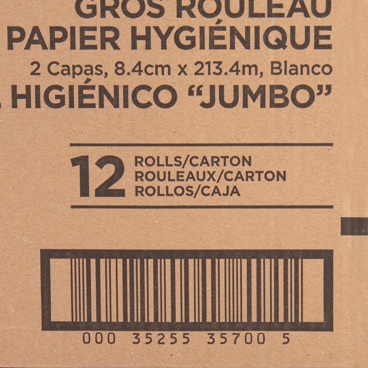 Image of Genuine Joe Bath Tissue Roll,Jumbo,2-Ply,3.3"x700',8.88"Dia,12/CT,WE