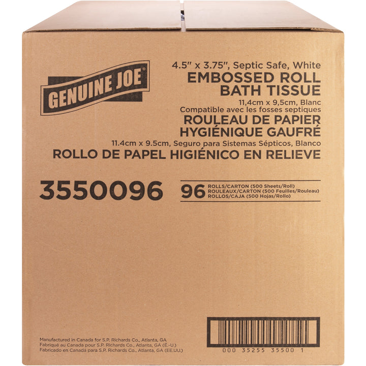 Image of Genuine Joe Bathroom Tissue, 2-Ply, 500Shts/RL,4-1/2"x3-3/4",96/CT,White