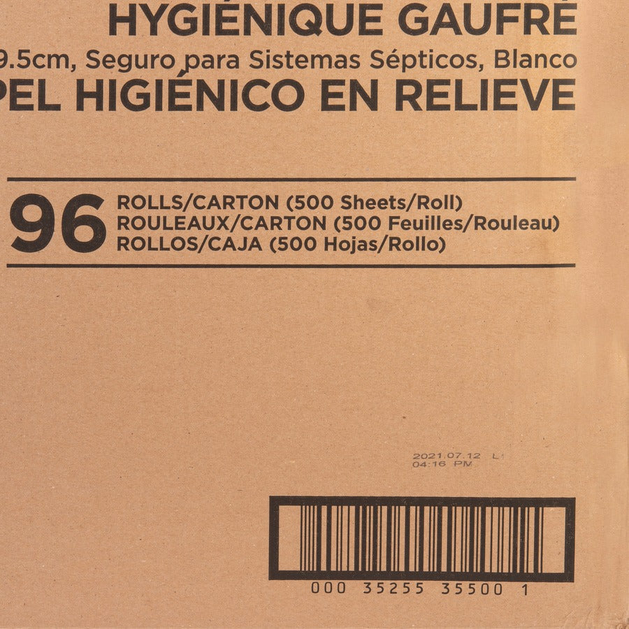 Image of Genuine Joe Bathroom Tissue, 2-Ply, 500Shts/RL,4-1/2"x3-3/4",96/CT,White