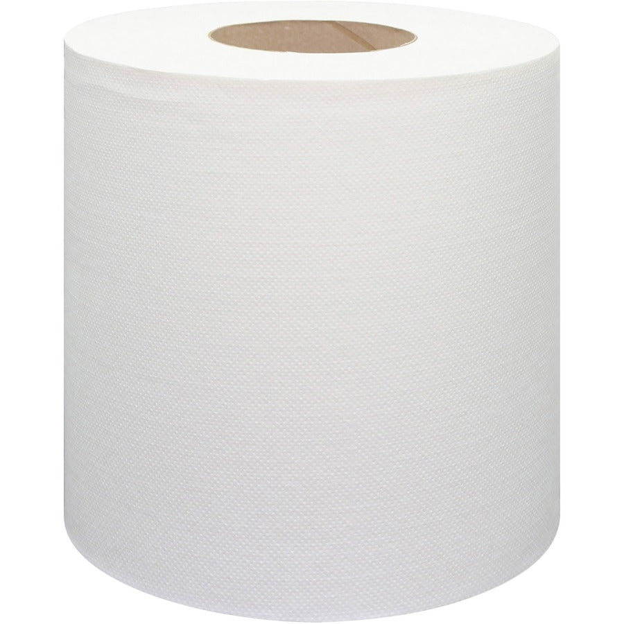 Image of Genuine Joe Centerpull Towel Rolls,7.65"x8.9",600Sht/RL,6RL/CT,White