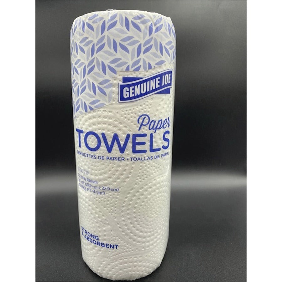 Image of Genuine Joe Towel Roll,Paper,2-Ply,70Shts/RL,9"x11",15/CT,Brown