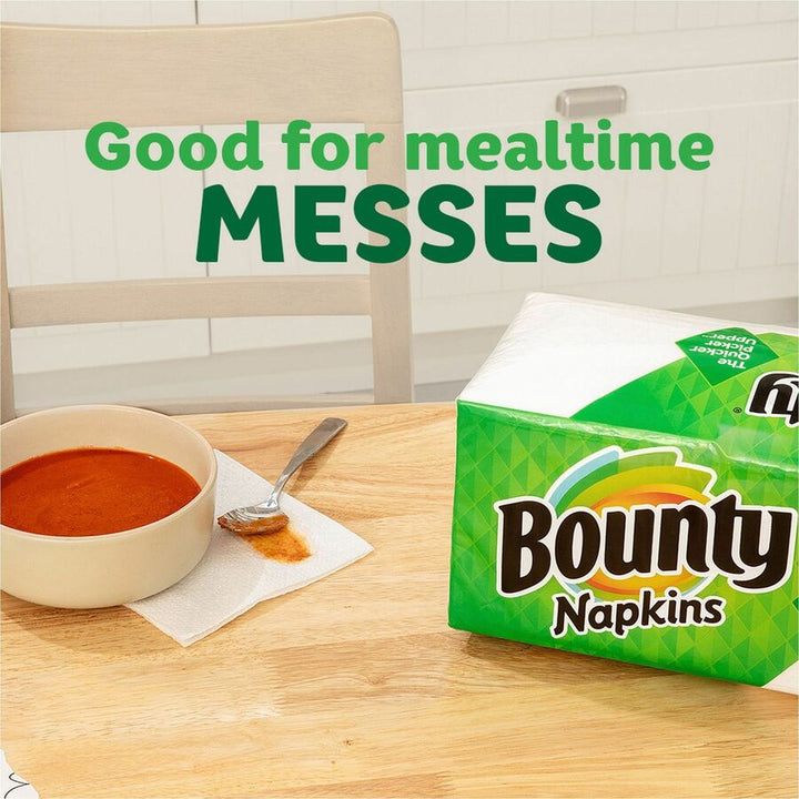 Image of Bounty 96595 Quilted Napkins, 1 Ply, 12" W x 12" Length, White, Paper, 1 Pack