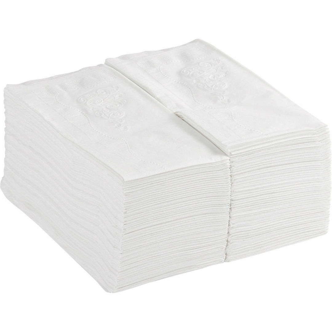 Image of Dixie 34440 Dinner Napkin, 2 Ply, 1/8 Fold, 15" W x 16" Length, Scrollwork Pattern, White, 126 / Pack