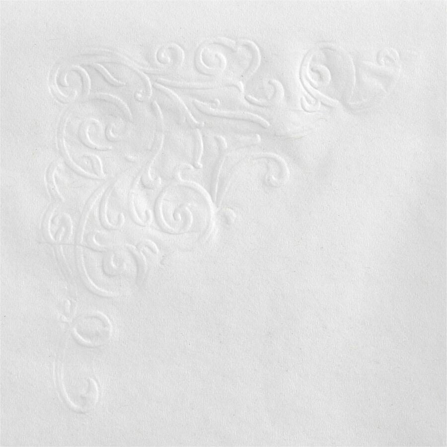 Image of Dixie 34440 Dinner Napkin, 2 Ply, 1/8 Fold, 15" W x 16" Length, Scrollwork Pattern, White, 126 / Pack