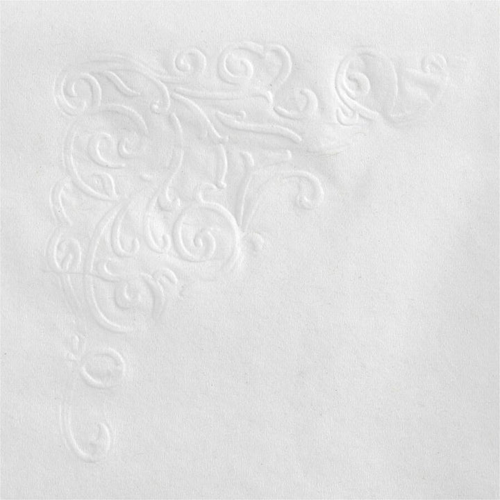 Image of Dixie 34440 Dinner Napkin, 2 Ply, 1/8 Fold, 15" W x 16" Length, Scrollwork Pattern, White, 126 / Pack