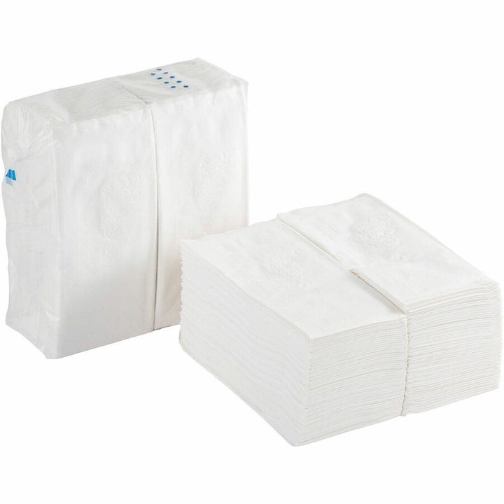 Image of Dixie 34440 Dinner Napkin, 2 Ply, 1/8 Fold, 15" W x 16" Length, Scrollwork Pattern, White, 126 / Pack