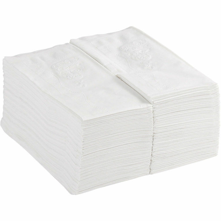 Image of Dixie 34440 Dinner Napkin, 2 Ply, 1/8 Fold, 15" W x 16" Length, Scrollwork Pattern, White, 126 / Pack