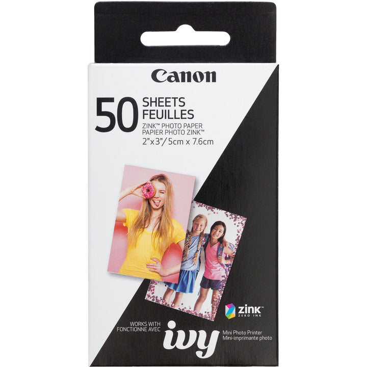 Image of Canon® Photo Paper,ZINK,Glossy,f/IVY Printers,2"x3",50 Sheets,White