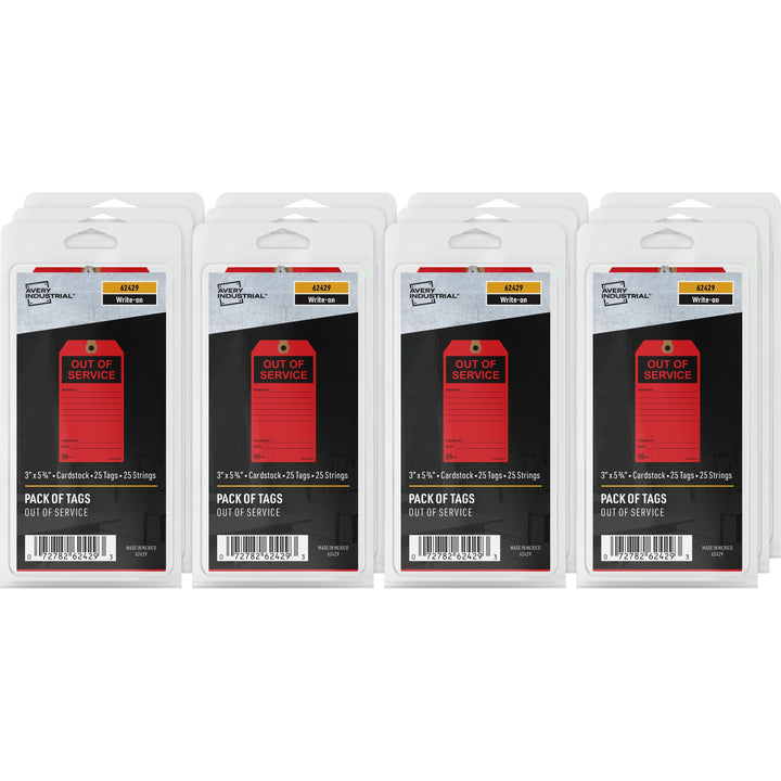 Image of Avery® Out of Service Tags,Pre-strung,3"x5-3/4",25/PK,RD
