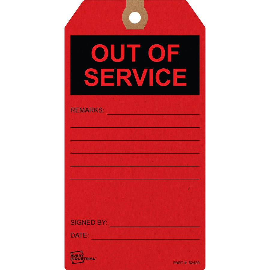 Image of Avery® Out of Service Tags,Pre-strung,3"x5-3/4",25/PK,RD